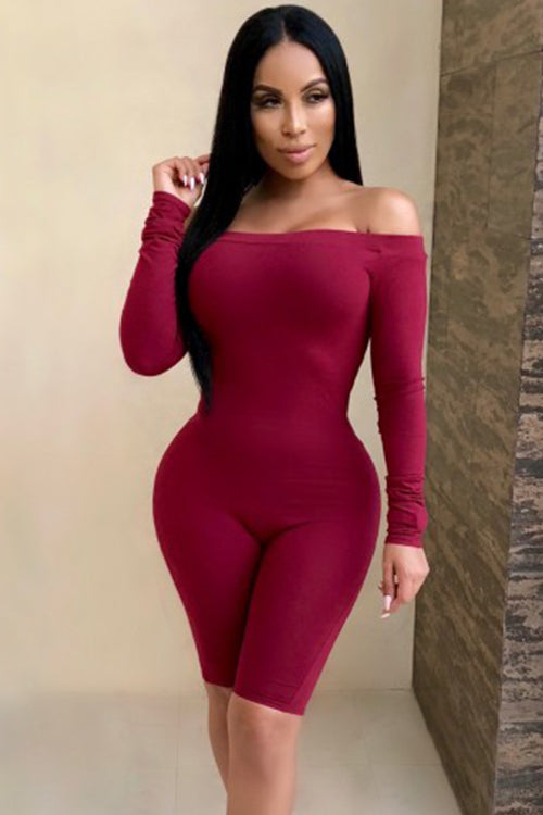 Tobdress Off Shoulder Long Sleeve Bodycon Romper