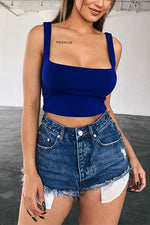 Tobdress Square Collar Strap Crop Top