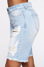 Tobdress Light Wash Distressed Denim Bike Shorts