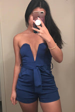 Tobdress Sexy Off Shoulder High Waist Belt Club Romper