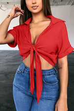 Tobdress Sexy Bating short Sleeve Bow Tied Tops