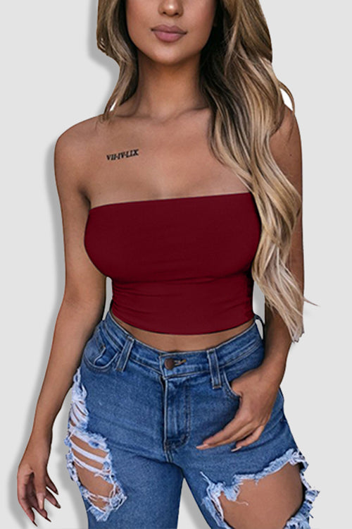 Tobdress Sexy Strapless Tube Crop Top