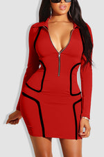 Tobdress Sexy Zip Front Bodycon Club Mini Dresses