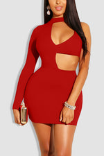 Tobdress Cut Out One Shoulder Mini Club Bodycon Dress