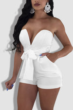 Tobdress Sexy Off Shoulder High Waist Belt Club Romper