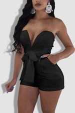 Tobdress Sexy Off Shoulder High Waist Belt Club Romper