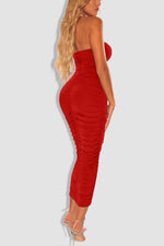 Tobdress Ruched Strapless Bodycon Tube Long Dresses