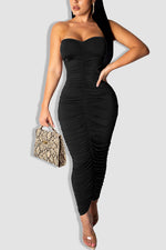 Tobdress Ruched Strapless Bodycon Tube Long Dresses