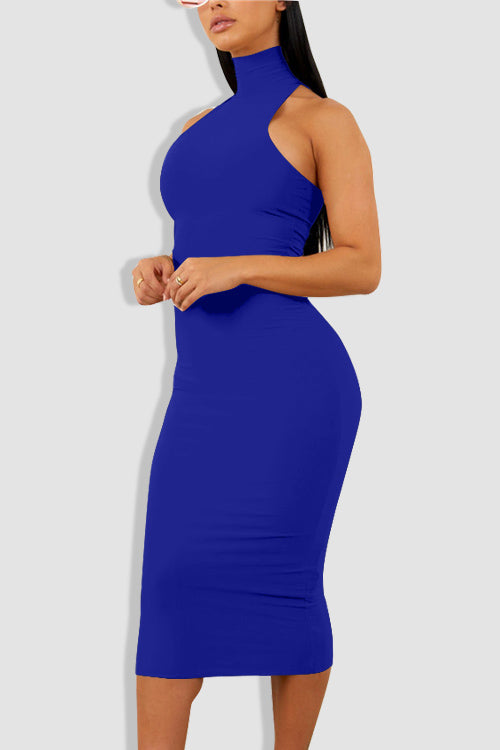 Tobdress High Neck Elegant Sleeveless Bodycon Midi Dress