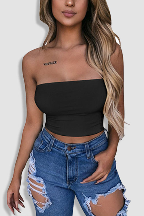 Tobdress Sexy Strapless Tube Crop Top