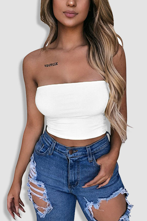 Tobdress Sexy Strapless Tube Crop Top